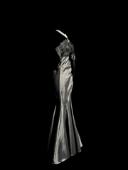 Vintage Mermaid Spaghetti Straps Satin Gray Long Evening Party Gowns Evening Formal Dresses Prom Dress DP2036