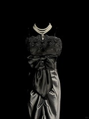 Vintage Mermaid Spaghetti Straps Satin Gray Long Evening Party Gowns Evening Formal Dresses Prom Dress DP2036