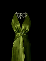 Retro Sheath Halter Green 20th Birthday Dress Long Prom Dress Birthday Outfits For Women DP2072