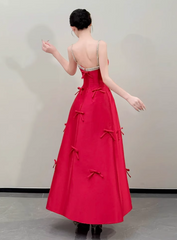Modest A-Line Spaghetti Straps Birthday Dress Burgundy Long Satin Evening Gowns Special Formal Dresses Prom Dresses DP2773