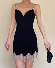 Fashion Sheath Spaghetti Strap Homecoming Dress Tassel Beaded Short Birthday Dress Elegant Party Dress DP2810