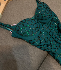 Sexy Dark Green Sheath Short Formal Dress Chiffon Rhinestone Birthday Party Dress Elegant Graduation Dress DP2828