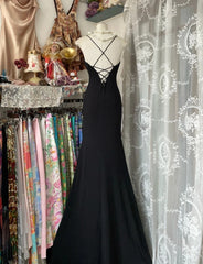 Elegant Spaghetti Strap Sheath Prom Dress Vintage Chiffon Sequin Black Formal Evening Dress DP2934