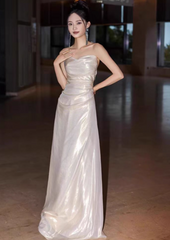 Sexy Sheath Strapless Evening Gowns Tulle Party Dress Fairy Prom Dresses  DP2960