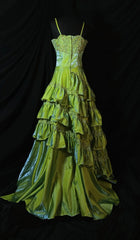 Gorgeous Sheath Tulle Long Prom Dresses Green Formal Evening Dresses DP3013