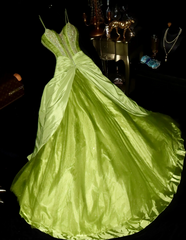 Fairy Spaghetti Strap A-Line Long Prom Dresses Green Evening Dresses DP3187