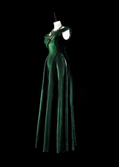 Vintage Sheath Velvet Long Prom Dresses Dark Green Formal Dresses DP3193