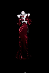 Elegant Spaghetti Strap Mermaid Long Prom Dresses Satin Burgundy Evening Dresses DP3719