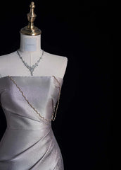 Elegant Spaghetti Strap Sheath Long Prom Dresses Satin Evening Dresses with Slits DP3727