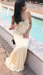 Luxury Mermaid Prom Dress Rhinestone Floor Length Party Gala Dresses