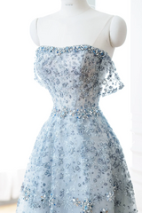 Elegant Glamour Ball Gown Sequin Blue Prom Dress Party Dress Evening Dresses DP901