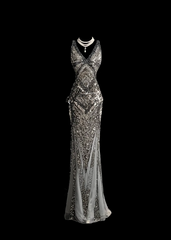 Elegant Glamour Mermaid V Neck Sequin Gray Backless Long Prom Dresses Party Dress Evening Dress DP910