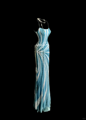 Vintage Mermaid Spaghetti Straps Blue Chiffon Long Prom Dress Party Dress Evening Dresses DP912