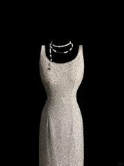 Elegant Glamour Mermaid Square White Sequin Long Prom Dresses Party Dress Evening Dress DP913