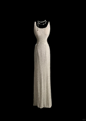 Elegant Glamour Mermaid Square White Sequin Long Prom Dresses Party Dress Evening Dress DP913