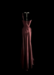 Elegant Glamour Mermaid One Shoulder Burgundy Satin Long Prom Dresses Party Dress Evening Dress DP919