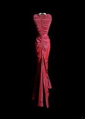 Vintage Mermaid Square Burgundy Taffeta Long Prom Dresses Evening Gowns Evening Dress DP931