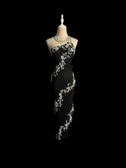 Retro Sheath One Shoulder Black Prom Dresses Evening Gowns Evening Dress DP941