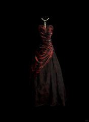 Retro Ball Gown Strapless Burgundy Floral Tulle Long Prom Dresses Evening Gowns Evening Dress DP944