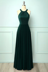 Halter Long Lace Bridesmaid Dress