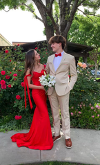Red Evening Dress Long Mermaid Prom Dress  SH766