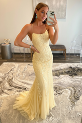 Mint Green Lace Mermaid Backless Long Prom Dresses Sleeveless Evening Dresses