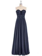 Strapless Chiffon with Appliqued Gown Dark Navy