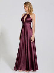 Halter Soft Satin Party Dresses
