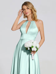 Halter Soft Satin Party Dresses