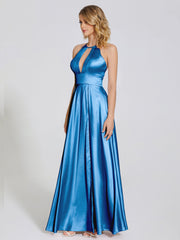 Halter Soft Satin Party Dresses