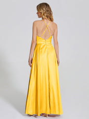 Halter Soft Satin Party Dresses