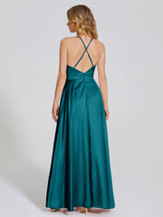 Halter Soft Satin Party Dresses