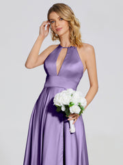 Halter Soft Satin Party Dresses