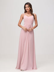 A-Line Sweetheart Ruched Chiffon Dress Dusty Rose