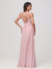 A-Line Sweetheart Ruched Chiffon Dress Dusty Rose