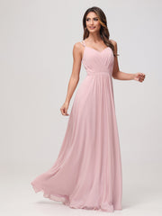 A-Line Sweetheart Ruched Chiffon Dress Dusty Rose