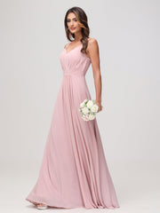 A-Line Sweetheart Ruched Chiffon Dress Dusty Rose