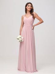 A-Line Sweetheart Ruched Chiffon Dress Dusty Rose