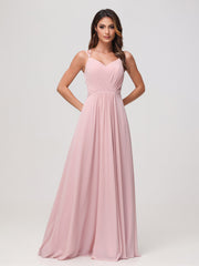 A-Line Sweetheart Ruched Chiffon Dress Dusty Rose