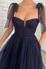 Dark Blue Tulle Short Prom Dress Blue Tulle Homecoming Dresses HD0131