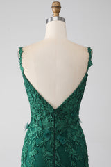 Dark Green Prom Dresses Lace Mermaid Formal Dress Long