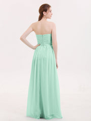 Strapless Sweetheart Neck Bridesmaid Dress with Slit Mint Green