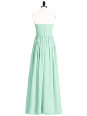 Strapless Sweetheart Neck Bridesmaid Dress with Slit Mint Green