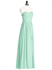 Strapless Sweetheart Neck Bridesmaid Dress with Slit Mint Green