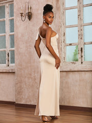 One Shoulder Corset Sheath Acetate Satin Dress Peach