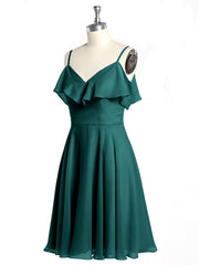 Sweetheart Neck Short Dresses with Ruffles Sleeves Peacock