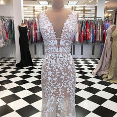 Deep V Neck Champagne Lace Prom Dresses, V Neck Champagne Lace Wedding Dresses Formal Evening Dresses