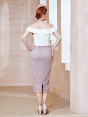 Two-Toned Off the Shoulder Sheath Dress Dusk