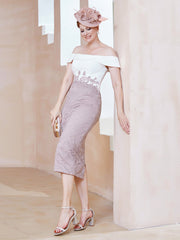 Two-Toned Off the Shoulder Sheath Dress Dusk