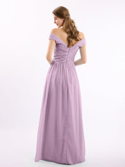 Lace Top Chiffon Bottom Dress with Cap Sleeves Wisteria
